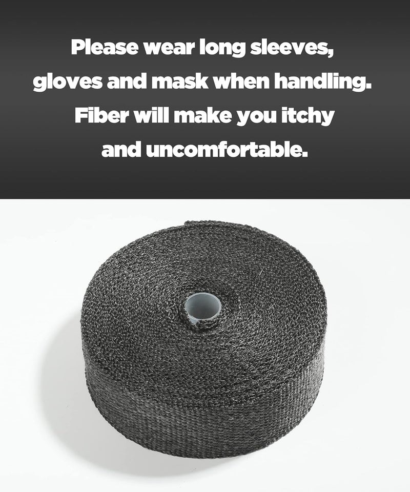 AOCISKA 2"x50' Exhaust Wrap,Black Exhaust Heat Wrap Roll with Stainless Ties,Heat Shield Insulation Heat Shield Automotive,Exhaust Heat Shield Header Wrap - Image 2